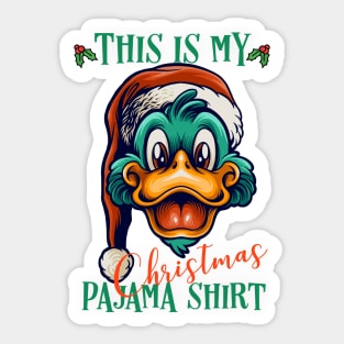 This Is My Christmas Pajama Outfit Xmas Lights Funny Duck Sticker